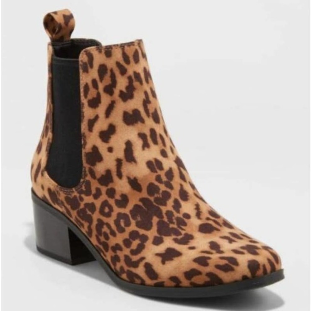 NEW Women’s Ellie Ankle Booties Shoe Brown Leopard Print Boot A New Day target